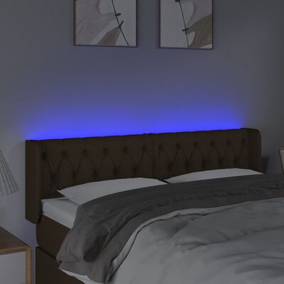 vidaXL Sänggavel LED mörkbrun 147x16x78/88 cm tyg