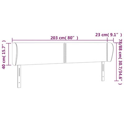 vidaXL Sänggavel med kanter mörkgrå 203x23x78/88 cm sammet