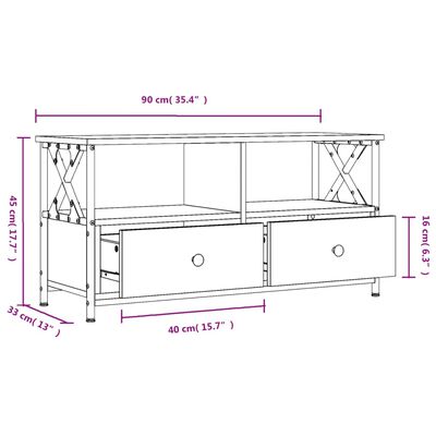 vidaXL Tv-bänk svart 90x33x45 cm konstruerat trä & järn