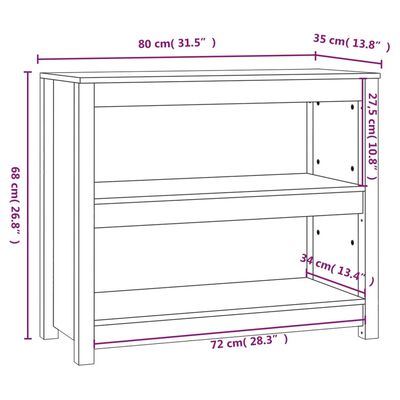 vidaXL Bokhylla honungsbrun 80x35x68 cm massiv furu