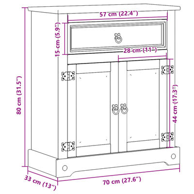 vidaXL Badrumsskåp Corona 70x33x80 cm massiv furu