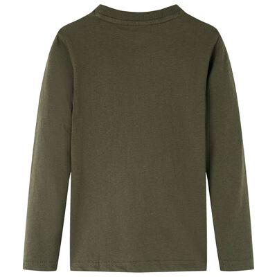 T-shirt med långa ärmar för barn khaki 128