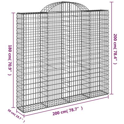 vidaXL Gabioner bågformade 9 st 200x50x180/200 cm galvaniserat järn