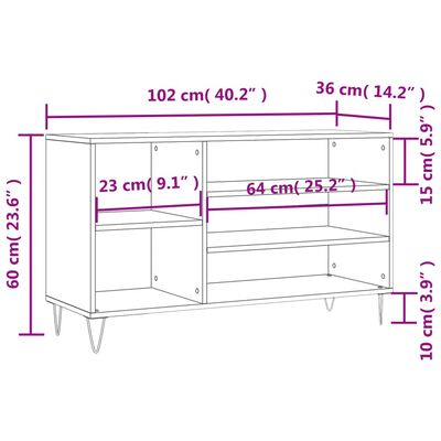 vidaXL Skoskåp vit 102x36x60 cm konstruerat trä