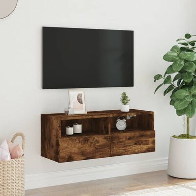 vidaXL Väggmonterad tv-bänk rökfärgad ek 80x30x30 cm konstruerat trä