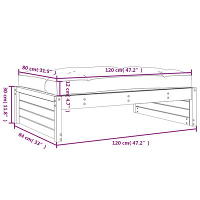 vidaXL Fotpall för trädgården grå 120x80 cm massiv furu