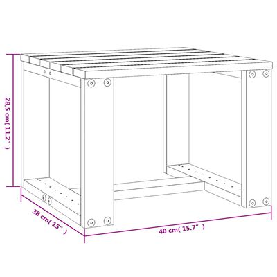 vidaXL Trädgårdsbord svart 40x38x28,5 cm massiv furu