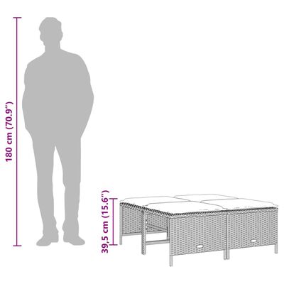 vidaXL Trädgårdspallar med dynor 4 st beige konstrotting