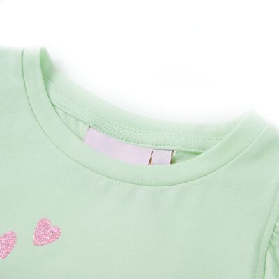 T-shirt med volangärmar för barn mjuk grön 92