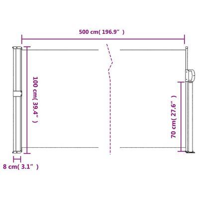 vidaXL Infällbar sidomarkis terrakotta 100x500 cm