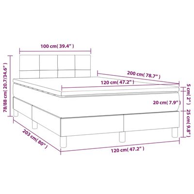 vidaXL Ramsäng med madrass blå 120x200 cm tyg