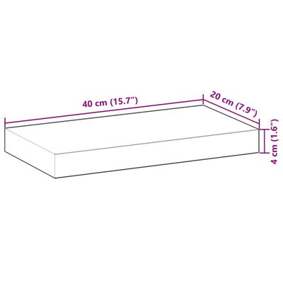 vidaXL Svävande hyllor 4 st 40x20x4 cm obehandlat massivt akaciaträ