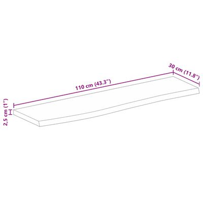 vidaXL Bordsskiva 110x30x2,5 cm levande kant massivt mangoträ