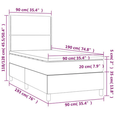 vidaXL Ramsäng med madrass & LED mörkgrön 90x190 cm sammet