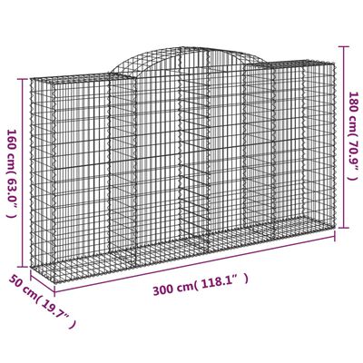 vidaXL Gabion bågformad 20 st 300x50x160/180 cm galvaniserat järn