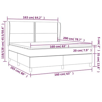 vidaXL Ramsäng med madrass vit 160x200 cm konstläder