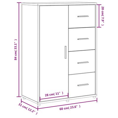 vidaXL Skänk sonoma-ek 60x31x84 cm konstruerat trä