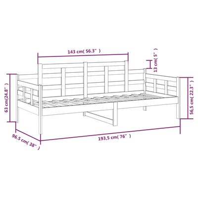 vidaXL Dagbädd vit massiv furu 90x190 cm