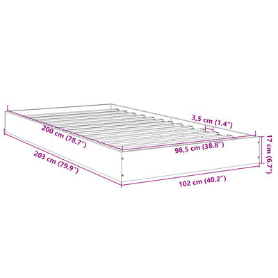 vidaXL Sängram utan madrass sonoma-ek 100x200 cm konstruerad trä