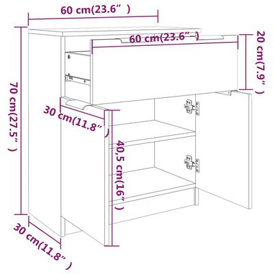 vidaXL Skåp vit 60x30x70 cm konstruerat trä