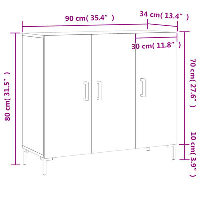 vidaXL Byrå rökfärgad ek 90x34x80 cm konstruerat trä