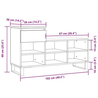 vidaXL Skoskåp vit högglans 102x36x60 cm konstruerat trä