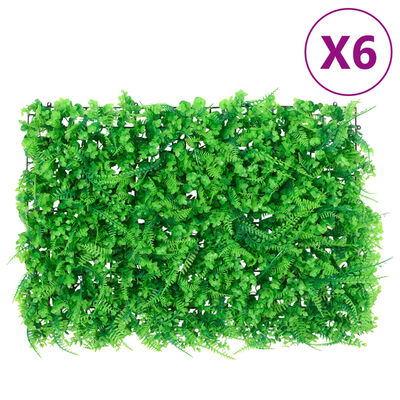  vidaXL Konstväxt ormbunke växtvägg 6 st grön 40x60 cm