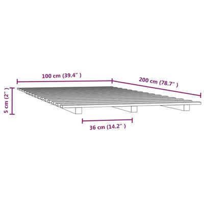 vidaXL Sängram svart 100x200 cm massiv furu