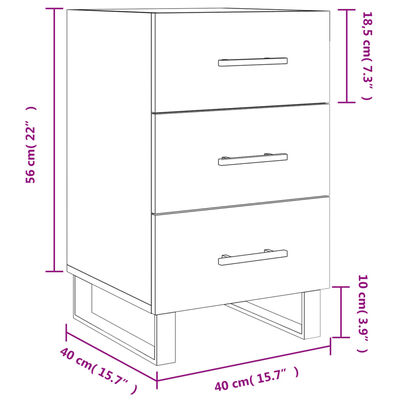 vidaXL Sängbord vit högglans 40x40x66 cm konstruerat trä