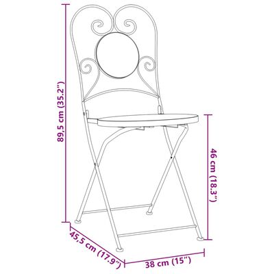 vidaXL Caféstolar fällbara 2 st terrakotta och vit keramik