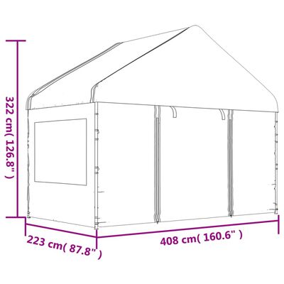 vidaXL Paviljong med tak vit 8,92x4,08x3,22 m polyeten