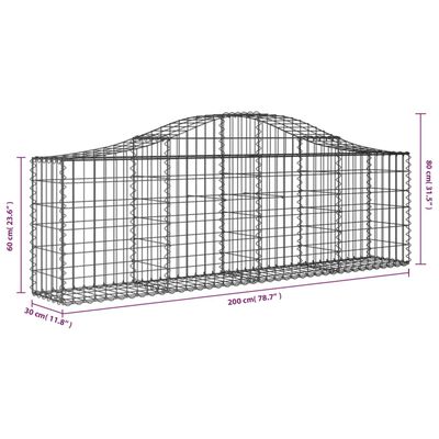 vidaXL Gabioner bågformade 8 st 200x30x60/80 cm galvaniserat järn