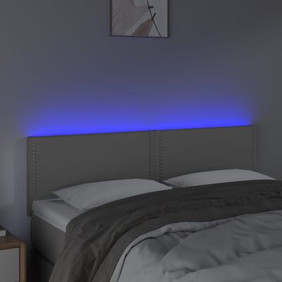 vidaXL Sänggavel LED grå 144x5x78/88 cm konstläder