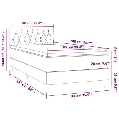 vidaXL Ramsäng med madrass ljusgrå 90x200 cm tyg