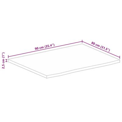 vidaXL Bordsskiva 90x80x2,5 cm levande kant massivt mangoträ