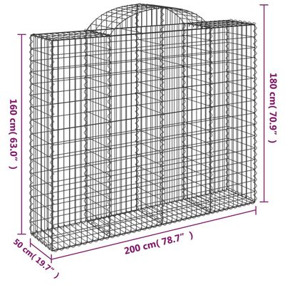 vidaXL Gabioner bågformade 7 st 200x50x160/180 cm galvaniserat järn