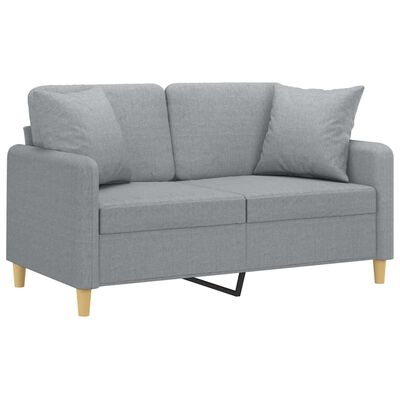 vidaXL 2-sits soffa med prydnadskuddar ljusgrå 120 cm tyg