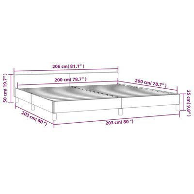 vidaXL Sängram utan madrass mörkbrun 200x200 cm tyg