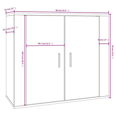 vidaXL Skänk vit 80x33x70 cm konstruerat trä