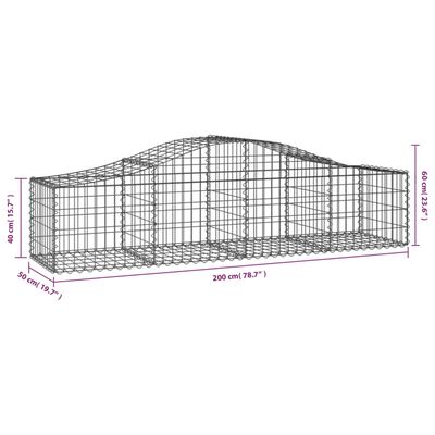 vidaXL Gabioner bågformade 4 st 200x50x40/60 cm galvaniserat järn