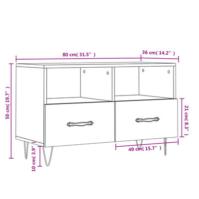 vidaXL Tv-bänk svart 80x36x50 cm konstruerat trä