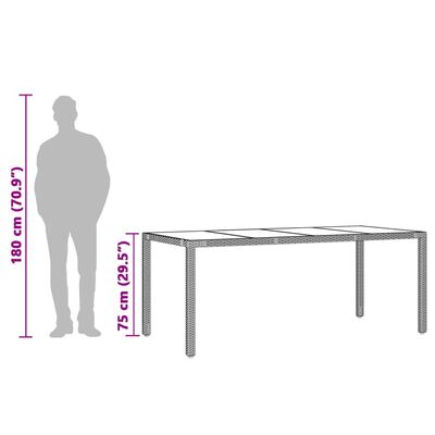 vidaXL Trädgårdsbord med glasskiva brun 90x90x75 cm konstrotting