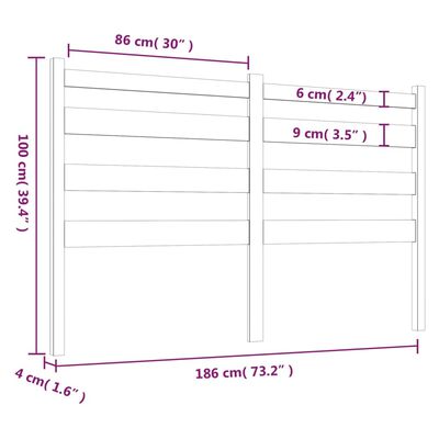 vidaXL Sänggavel grå 186x4x100 cm massiv furu