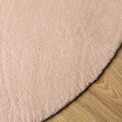 vidaXL Mjuk matta HUARTE med kort lugg tvättbar rosa Ø 80 cm