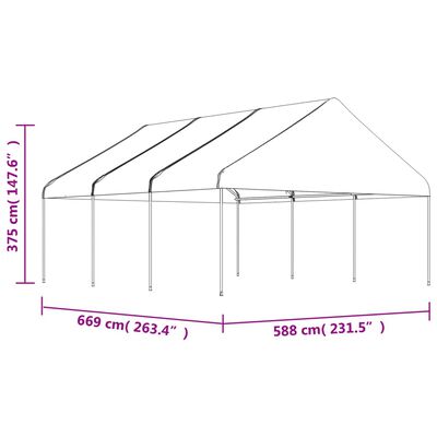 vidaXL Paviljong med tak vit 6,69x5,88x3,75 m polyeten