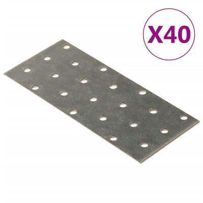 vidaXL Hålplatta 40 st 2 mm 140x60 mm galvaniserat stål