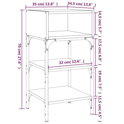 vidaXL Sängbord 2 st rökfärgad ek 35x34,5x70 cm konstruerat trä