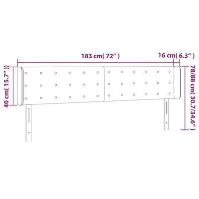 vidaXL Sänggavel LED cappuccino 183x16x78/88 cm konstläder