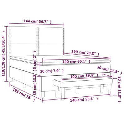 vidaXL Ramsäng med bäddmadrass cappuccino 140x190 cm konstläder