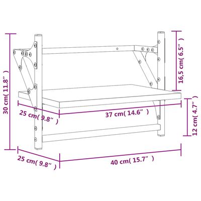 vidaXL Vägghyllor med stänger 2 st sonoma-ek 40x25x30 cm